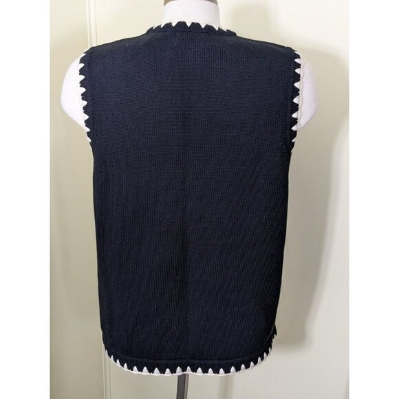 Vintage Sweater Vest Womens M Scottie Dog Novelty Embroidered Fun Button Black - Picture 4 of 6